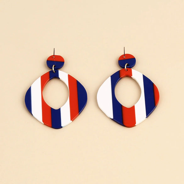 Women's Retro Geometric Bow Heart And Fivepointed Star Acrylic Drop Earrings With Handmade Finish And Steel Ear Posts