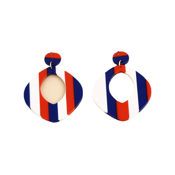 Women's Retro Geometric Bow Heart And Fivepointed Star Acrylic Drop Earrings With Handmade Finish And Steel Ear Posts