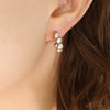 Women's Retro Geometric C Shaped Small Round Bead Stitching Earrings In Titanium Steel With Electroplated Gold Finish