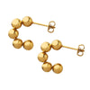 Women's Retro Geometric C Shaped Small Round Bead Stitching Earrings In Titanium Steel With Electroplated Gold Finish