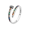 Women's Retro Geometric Copper Open Ring With Rainbow Drill And Electroplating