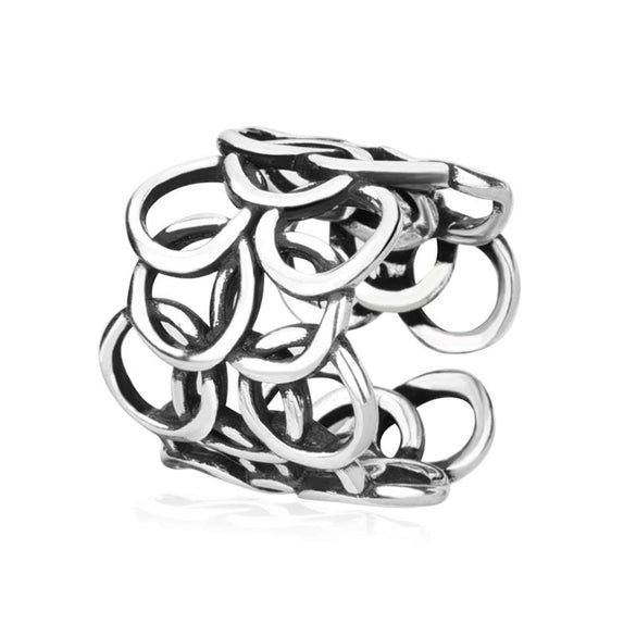 Women's Retro Geometric Copper Ring 925 Sterling Silver Electroplated