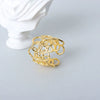 Women's Retro Geometric Copper Ring 925 Sterling Silver Electroplated