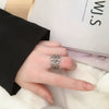 Women's Retro Geometric Copper Ring 925 Sterling Silver Electroplated