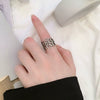 Women's Retro Geometric Copper Ring 925 Sterling Silver Electroplated