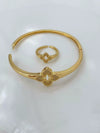 Women's Retro Geometric Cshaped Metal 18K Gold Plated Circle Pattern Bracelet