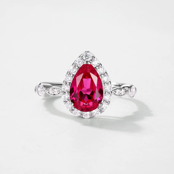 Women's Retro Geometric Cultured Ruby And Emerald Ring S925 Silver Inlaid Set With Diamonds