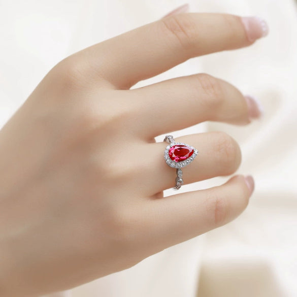 Women's Retro Geometric Cultured Ruby And Emerald Ring S925 Silver Inlaid Set With Diamonds