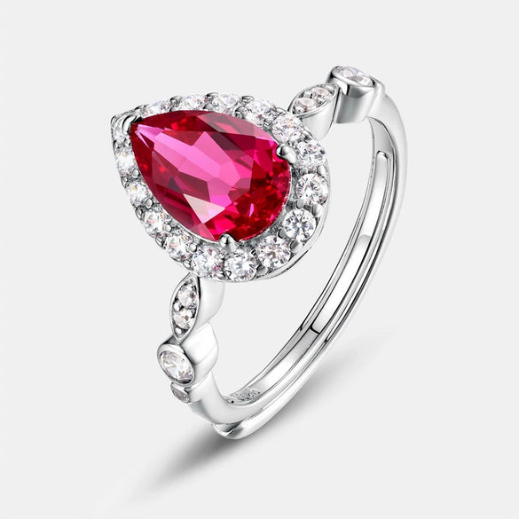 Women's Retro Geometric Cultured Ruby And Emerald Ring S925 Silver Inlaid Set With Diamonds