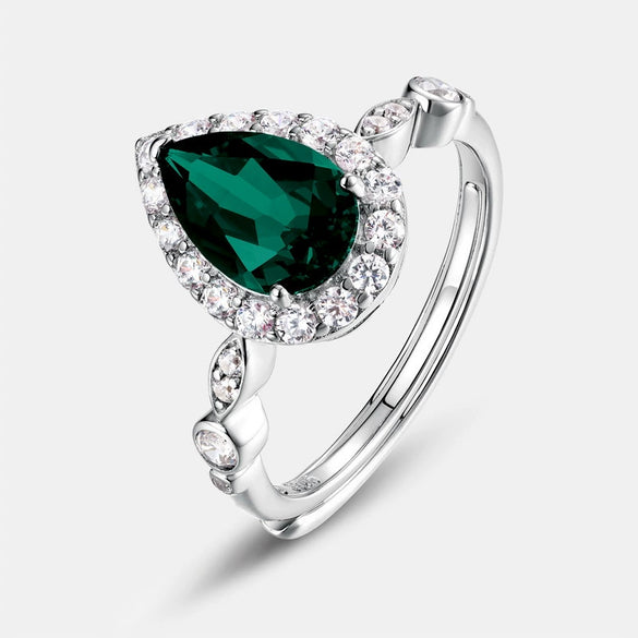 Women's Retro Geometric Cultured Ruby And Emerald Ring S925 Silver Inlaid Set With Diamonds