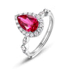 Women's Retro Geometric Cultured Ruby And Emerald Ring S925 Silver Inlaid Set With Diamonds