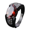 Women's Retro Geometric Egg Shaped Crystal Ring In Copper With Gun Black Plated Finish And Red Gemstone Accent