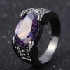 Women's Retro Geometric Egg Shaped Crystal Ring In Copper With Gun Black Plated Finish And Red Gemstone Accent