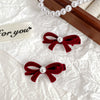 Women's Retro Geometric Flocking Velvet Pearl Bow Handmade Hairpin Hair Accessory