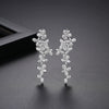 Women's Retro Geometric Flower Earrings With Zircon Accents Electroplated Copper Fashion Jewelry Wholesale