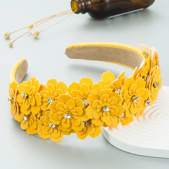 Women's Retro Geometric Glass Diamond Flower Headband Hair Accessories