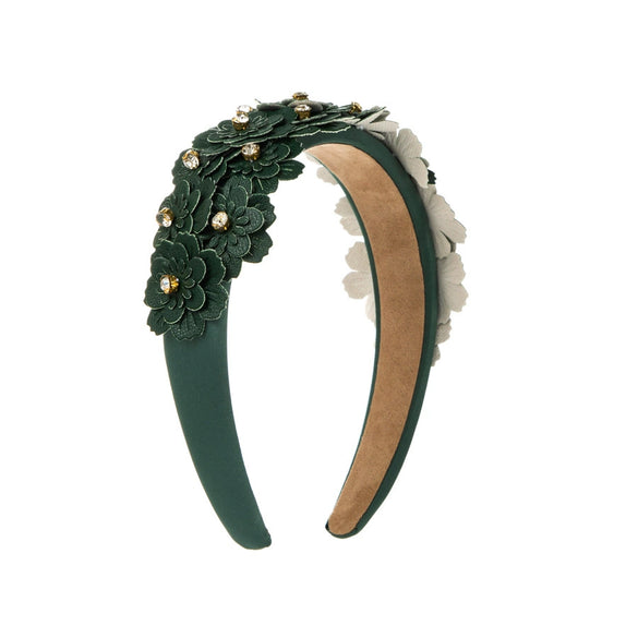 Women's Retro Geometric Glass Diamond Flower Headband Hair Accessories
