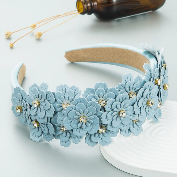 Women's Retro Geometric Glass Diamond Flower Headband Hair Accessories
