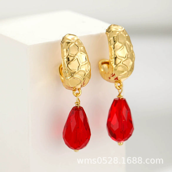 Women's Retro Geometric Gold Plated Copper Earrings With Electroplated Finish Fashion Jewelry Accessory