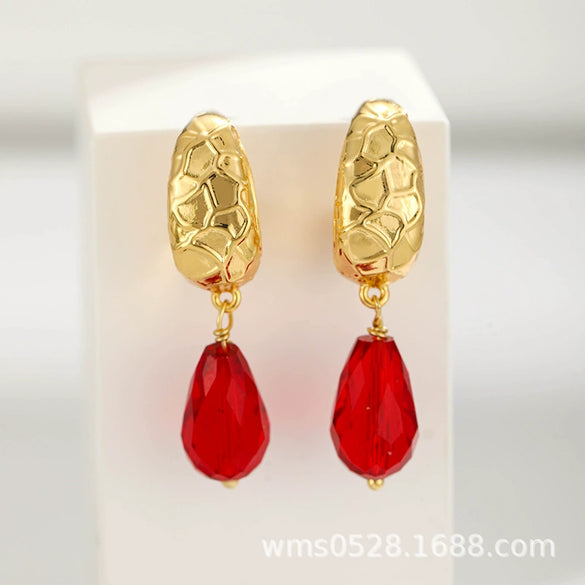Women's Retro Geometric Gold Plated Copper Earrings With Electroplated Finish Fashion Jewelry Accessory