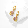 Women's Retro Geometric Gold Plated Earrings With Colorful Artificial Gemstone Accents