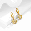 Women's Retro Geometric Gold Plated Earrings With Colorful Artificial Gemstone Accents