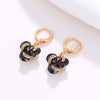 Women's Retro Geometric Gold Plated Earrings With Colorful Artificial Gemstone Accents