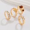 Women's Retro Geometric Hollow Diamond Alloy Rhinestone Electroplated Ring Set