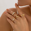 Women's Retro Geometric Hollow Diamond Alloy Rhinestone Electroplated Ring Set