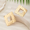 Women's Retro Geometric Irregular Embossed Alloy Earrings With Diamond Shape And Electroplated Finish