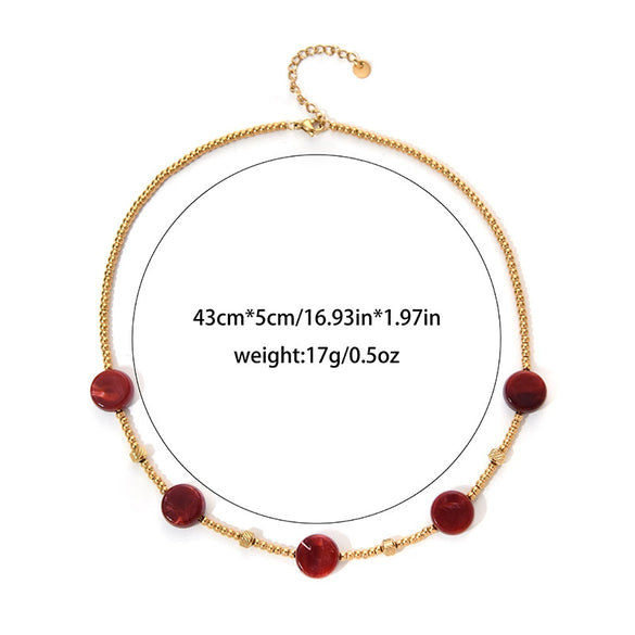 Women's Retro Geometric Liuli Pendant Stainless Steel Necklace
