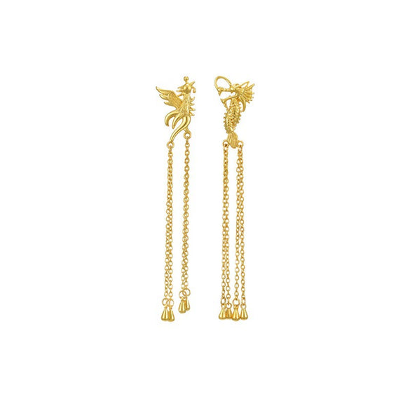 Women's Retro Geometric Long Tassel Earrings Electroplated Copper Vintage Style Statement Jewelry