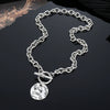 Women's Retro Geometric Metal Doublelayer O Word Chain Necklace With Portrait Relief And Electroplating Design