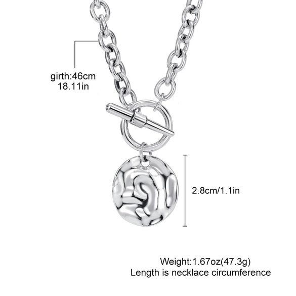 Women's Retro Geometric Metal Doublelayer O Word Chain Necklace With Portrait Relief And Electroplating Design