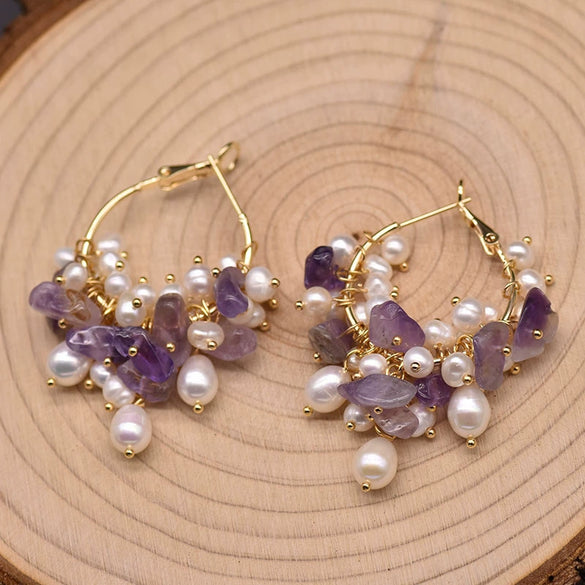 Women's Retro Geometric Natural Pearl Tassel Earrings With Electroplated Finish High End Summer Jewelry Accessory