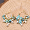 Women's Retro Geometric Natural Pearl Tassel Earrings With Electroplated Finish High End Summer Jewelry Accessory