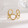 Women's Retro Geometric Open Ring In Electroplated Stainless Steel With Linear Round Design