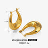 Women's Retro Geometric Oval Stainless Steel Earrings With 18K Gold Plated