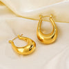 Women's Retro Geometric Oval Stainless Steel Earrings With 18K Gold Plated