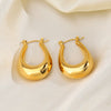 Women's Retro Geometric Oval Stainless Steel Earrings With 18K Gold Plated