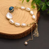 Women's Retro Geometric Pearl And Blue Crystal Beaded Bracelet With Electroplated Citrine Style Details