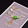 Women's Retro Geometric Pearl And Blue Crystal Beaded Bracelet With Electroplated Citrine Style Details