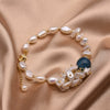 Women's Retro Geometric Pearl And Blue Crystal Beaded Bracelet With Electroplated Citrine Style Details