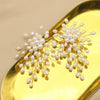 Women's Retro Geometric Pearl Branch Earrings With Electroplated Finish High Grade Niche Design