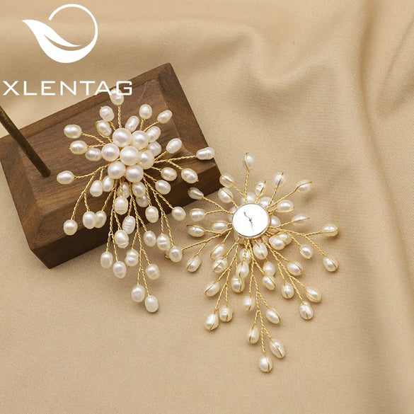 Women's Retro Geometric Pearl Branch Earrings With Electroplated Finish High Grade Niche Design