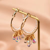 Women's Retro Geometric Pearl Drop Earrings With Colorful Electroplated Finish High End Fashion Jewelry