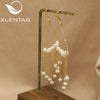 Women's Retro Geometric Pearl Drop Tassel Earrings With Electroplated Finish Light Luxury Style