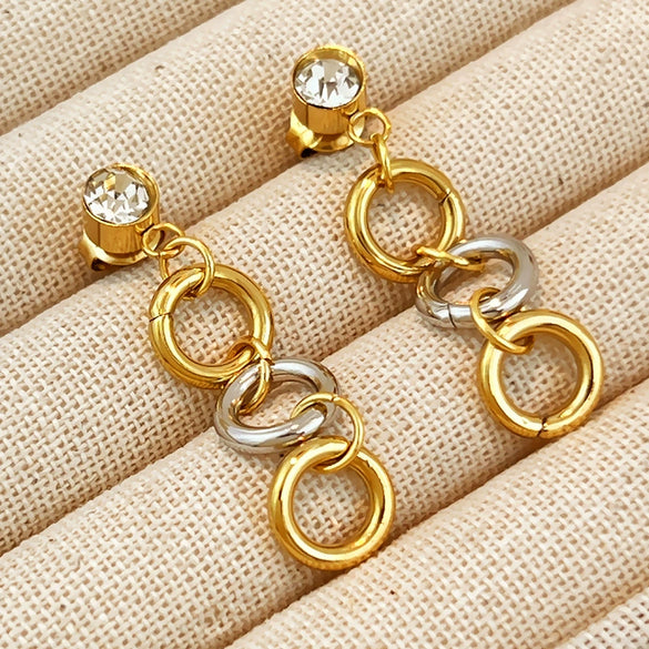 Women's Retro Geometric Pearl Earrings In Stainless Steel With 18K Gold Electroplated Finish Minimalist Fashion Jewelry