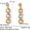 Women's Retro Geometric Pearl Earrings In Stainless Steel With 18K Gold Electroplated Finish Minimalist Fashion Jewelry