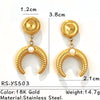 Women's Retro Geometric Pearl Earrings In Stainless Steel With 18K Gold Electroplated Finish Minimalist Fashion Jewelry